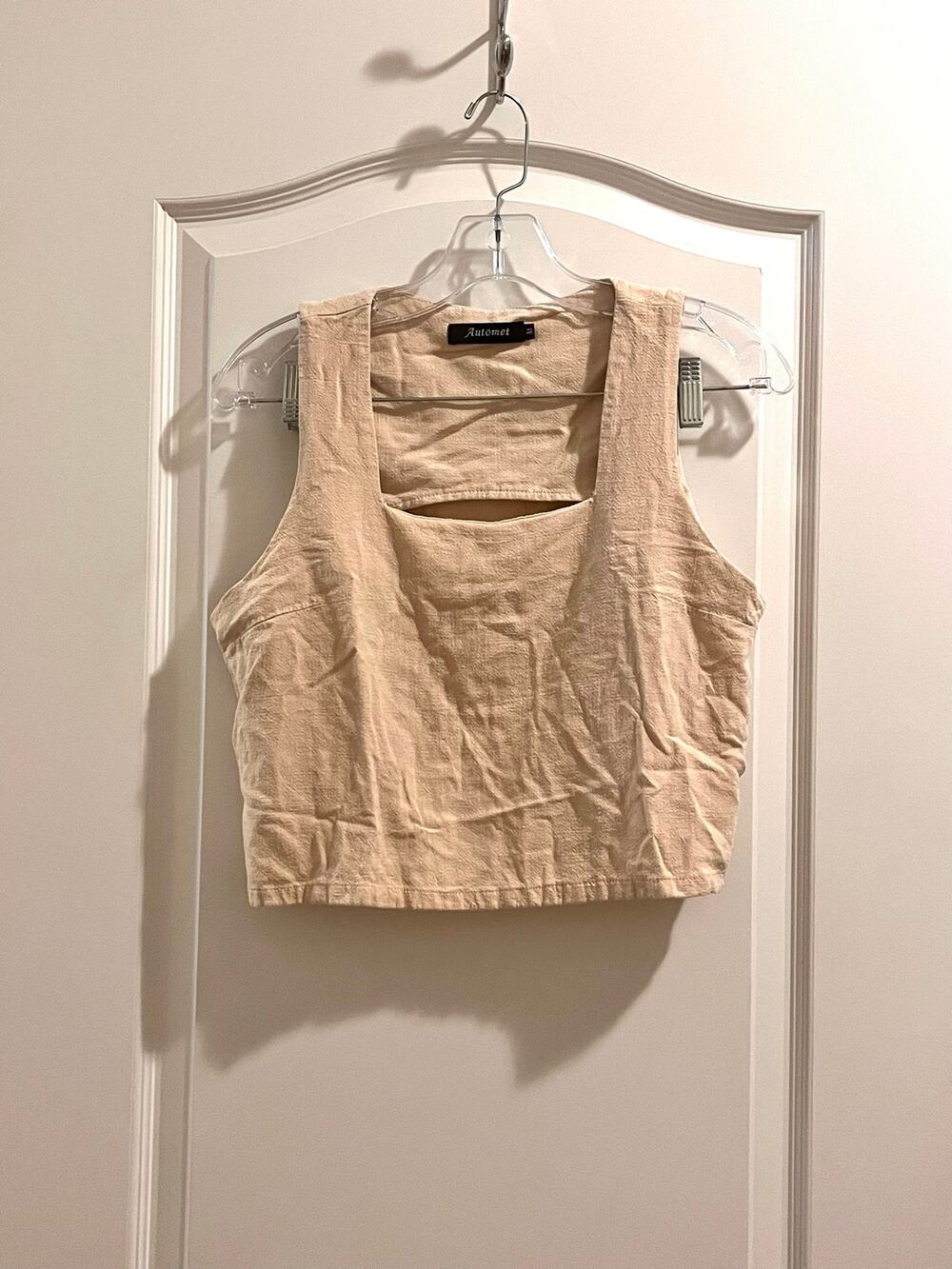 Automet Cropped Linen square neck tank SZ M